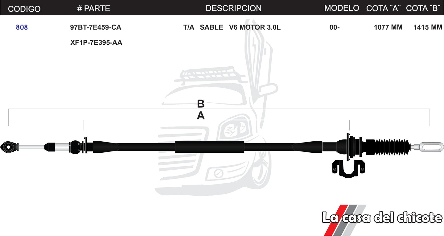 Chicote Selector de Velocidades T/A Sable V6 Motor 3.0L Modelo.2000-