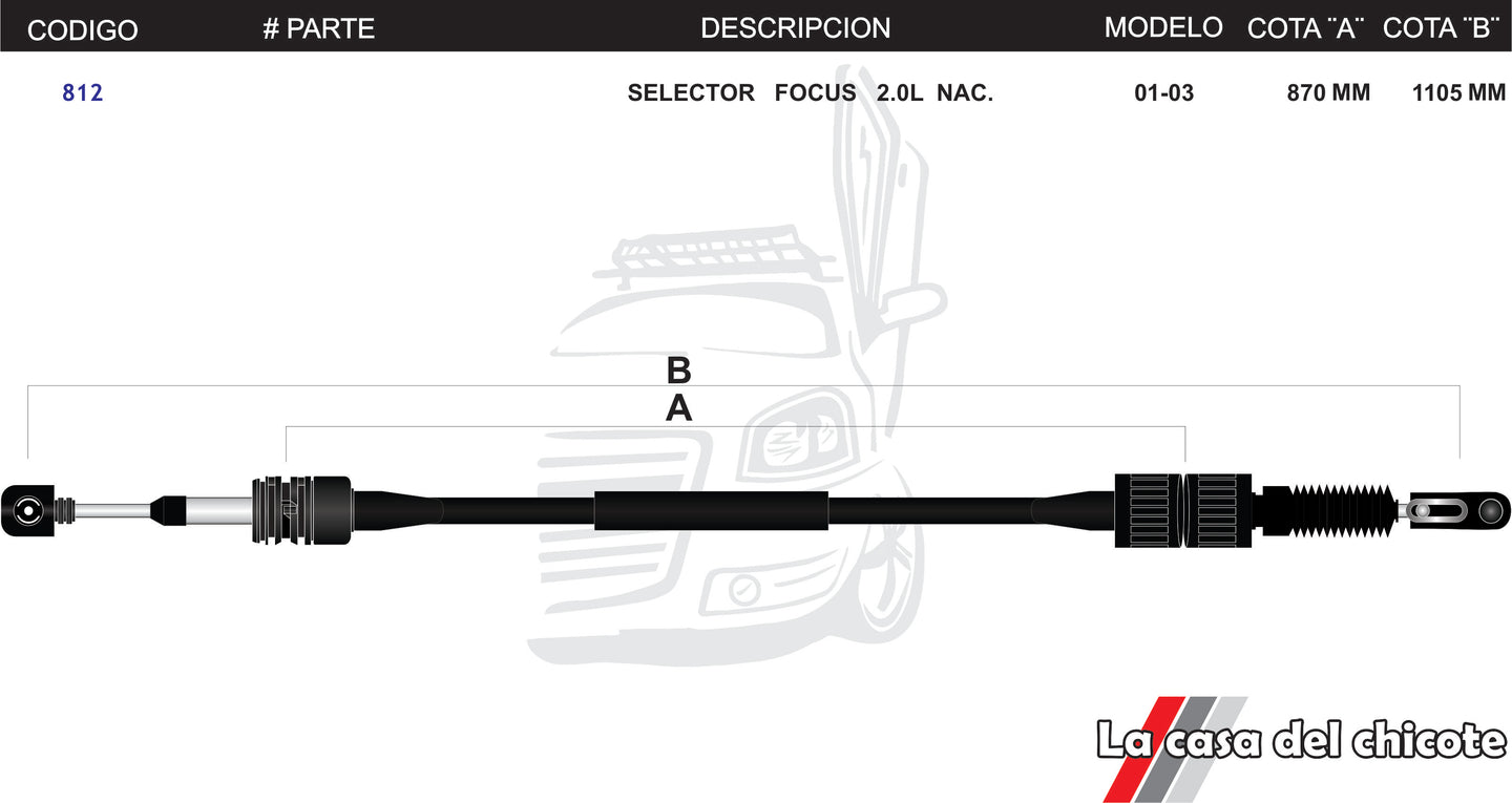 Chicote Selector de Velocidades 2.0L Nacional Modelo.01-03