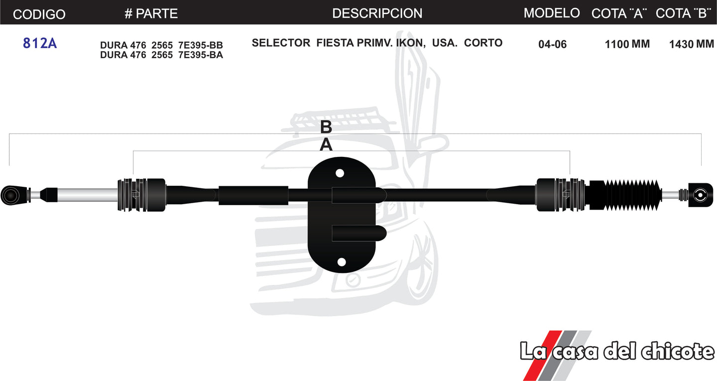 Chicote Selector de Velocidades Fiesta Primav. Ikon USA Corto Modelo.04-06