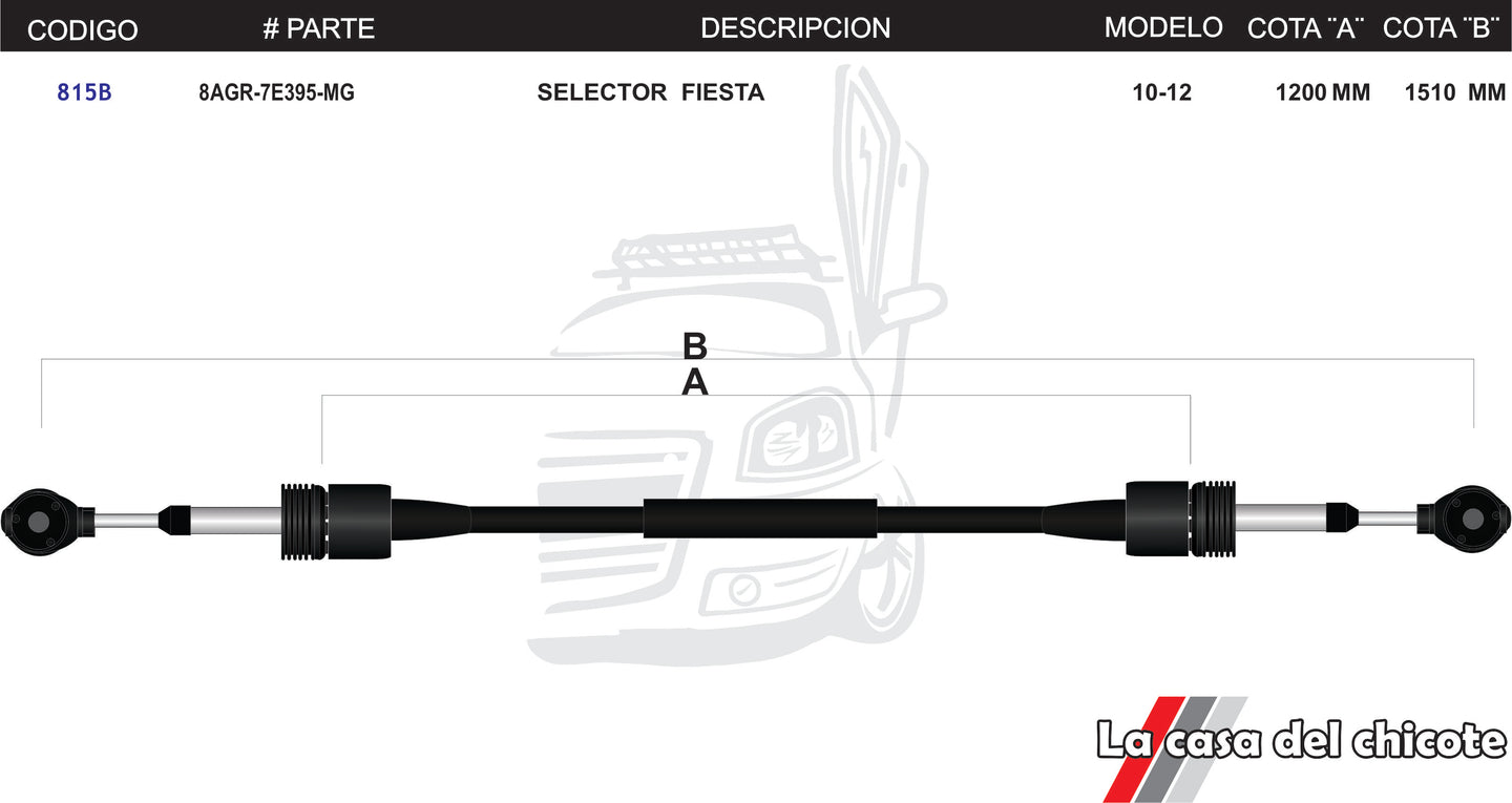 Chicote Selector de Velocidades Fiesta Modelo.10-12