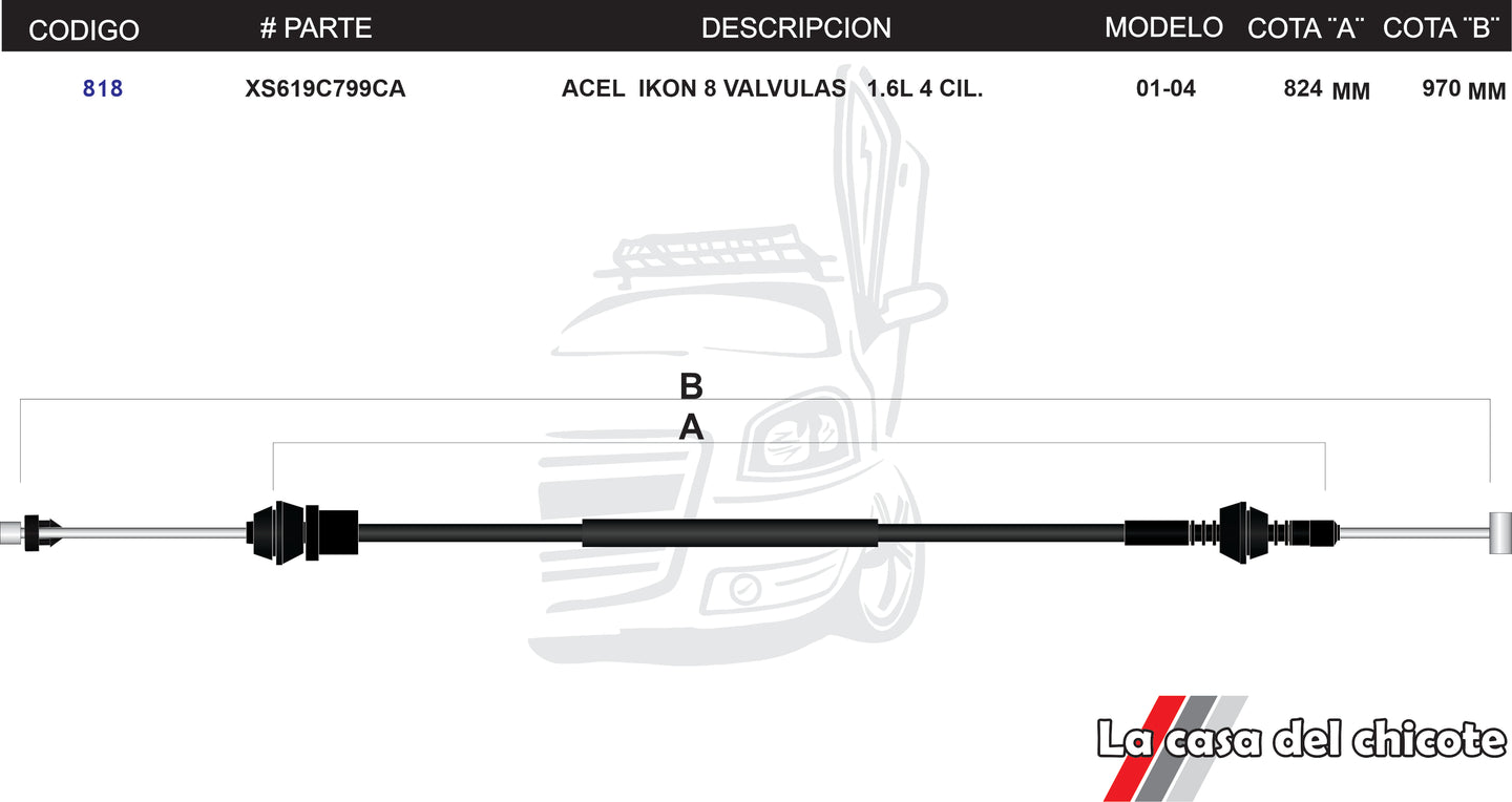 Chicote de Acelerador Ikon Modelo.01-04