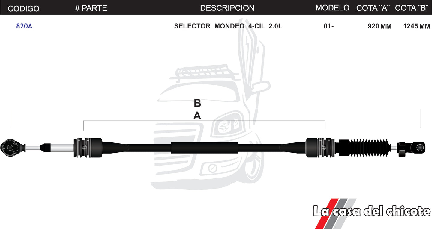 Chicote Selector de Velocidades Mondeo 2.0L 4cil. Modelo.2001-