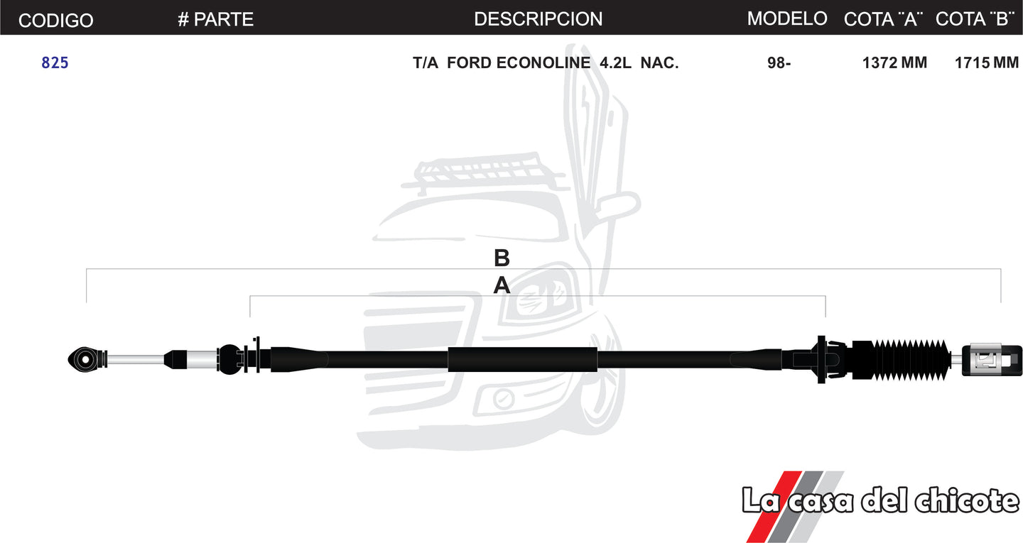 Chicote Selector de Velocidades T/A Econoline 4.2L Nacional Modelo.98-