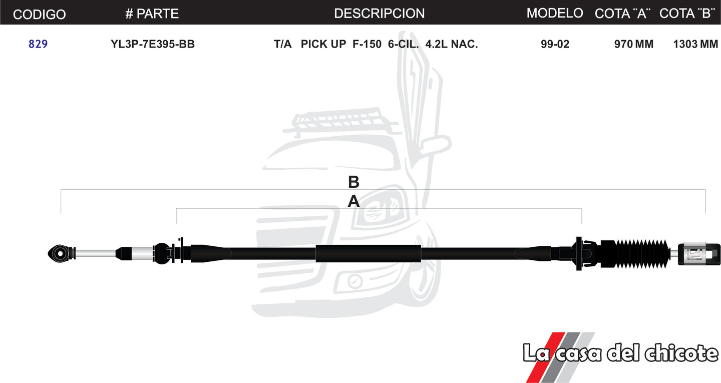 Chicote Selector De Velocidades T/A Pick Up F-150 6cil. 4.2L Modelo.99-02