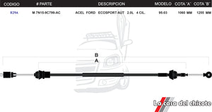 Chicote de Acelerador Ford Ecosport Automatico 2.0L 4cil. Modelo.95-03