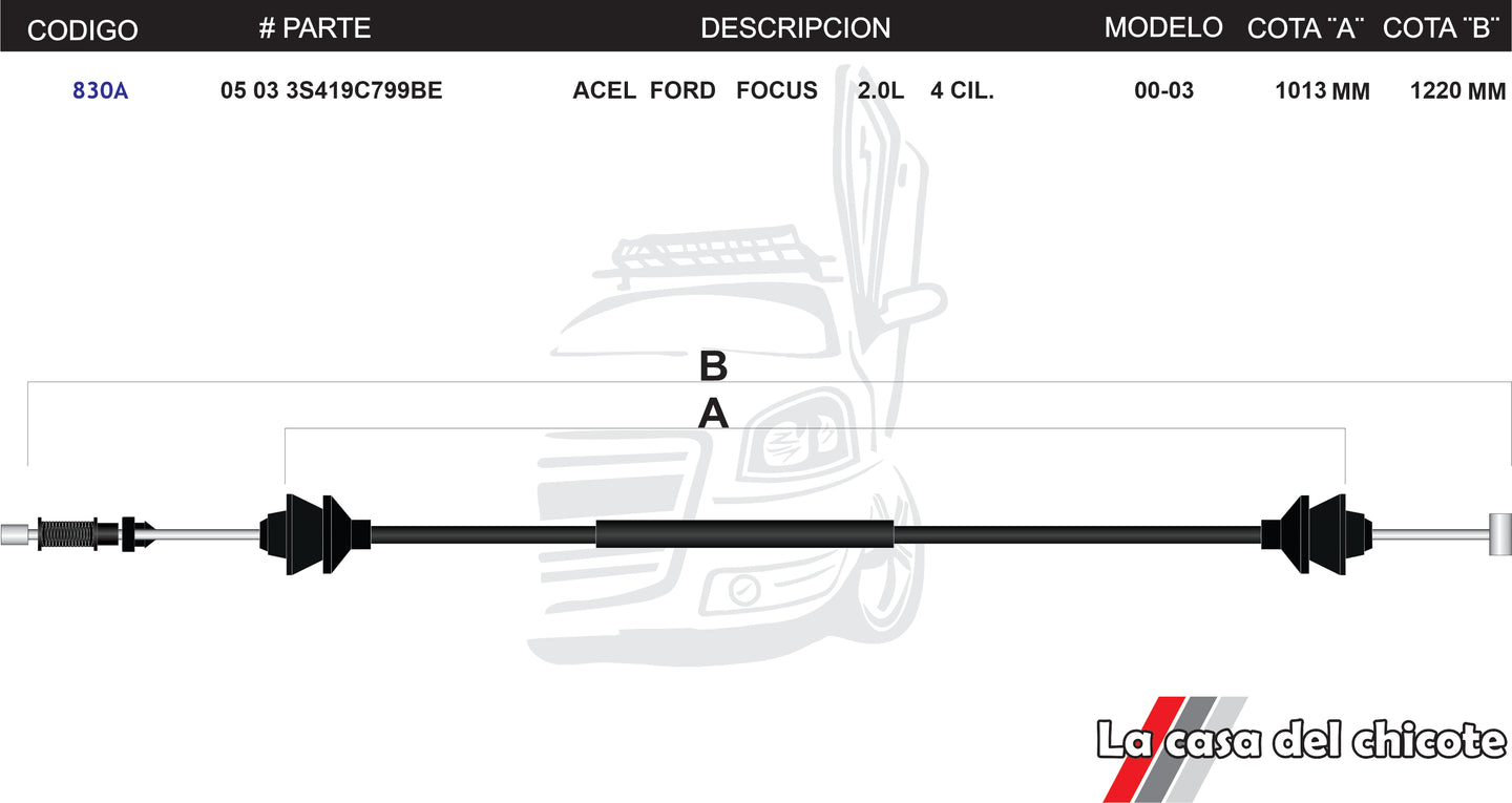 Chicote de Acelerador Ford Focus 2.0L 4cil. Modelo.00-03