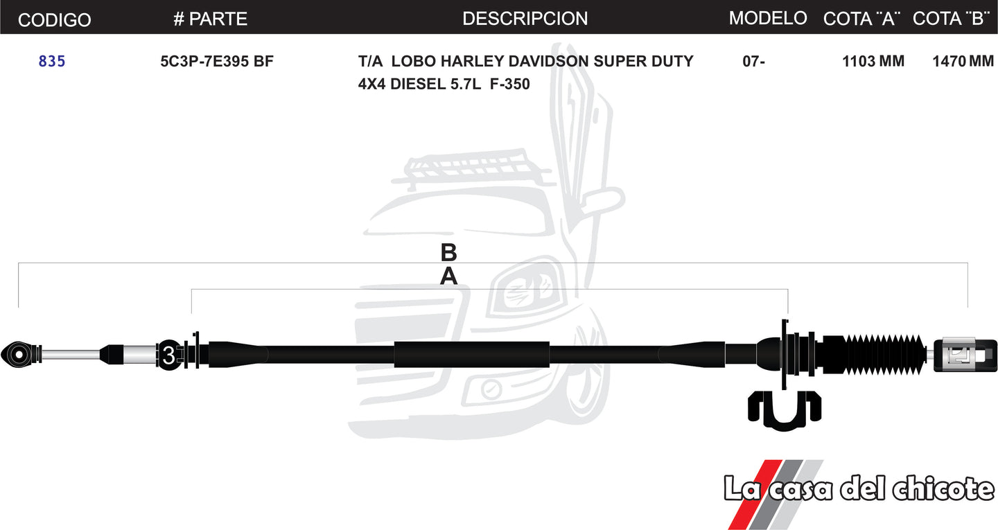 Chicote Selector de Velocidades T/A Lobo Harley Davidson 4x4 Modelo.2007-