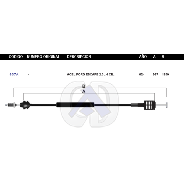 Chicote de Acelerador Ford Escape 2.0L 4cil. Modelo.02-