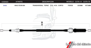 Chicote Transversal Topaz 2.3L 4cil. Corto Modelo-Todos