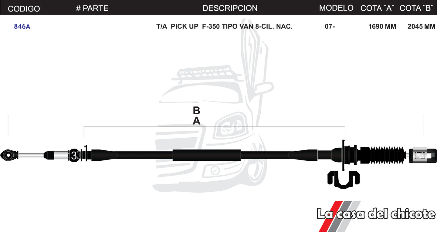 Chicote Selector de Velocidades T/A Pick Up Tipo Van F-350 Modelo.2007-