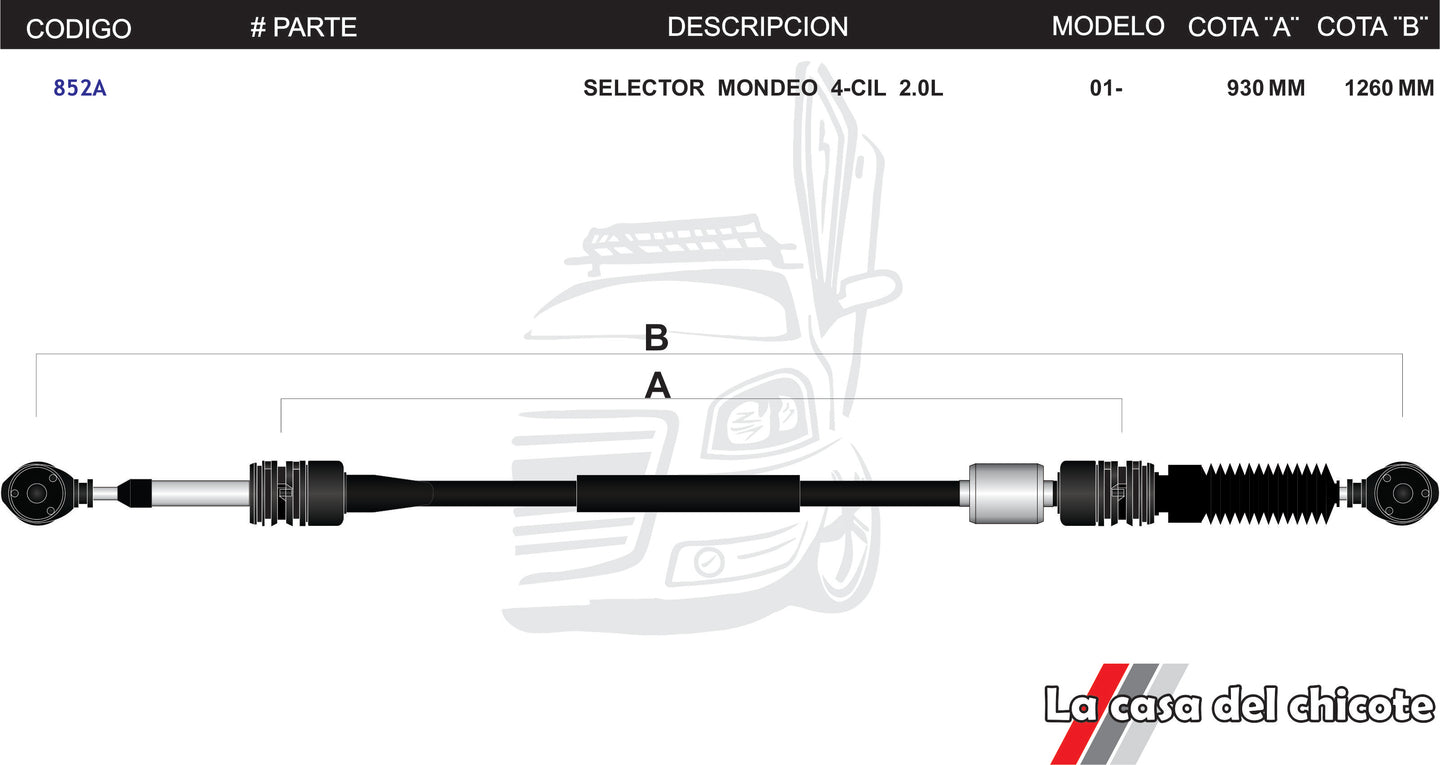 Chicote Selector de Velocidades Mondeo 4cil. 2.0L