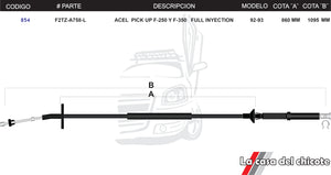 Chicote de Acelerador Pick Up F-250 F-350 Fuel Inyection Modelo.92-93