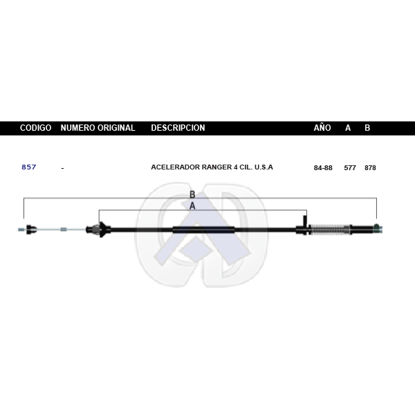 Chicote de Acelerador Ranger 4cil. USA Modelo.84-88