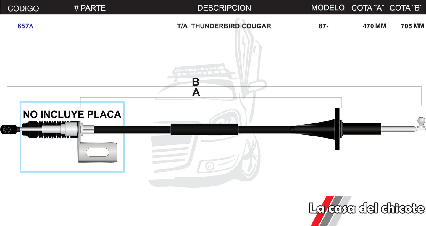 Chicote Selector de Velocidades T/A Thunderbird Cougar Modelo.88-