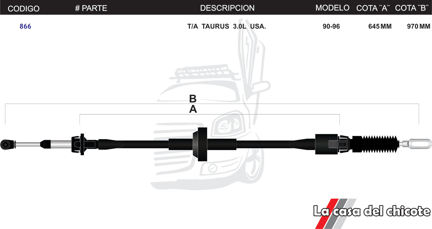 Chicote Selector de Velocidades T/A Taurus 3.0L USA Modelo.90-93