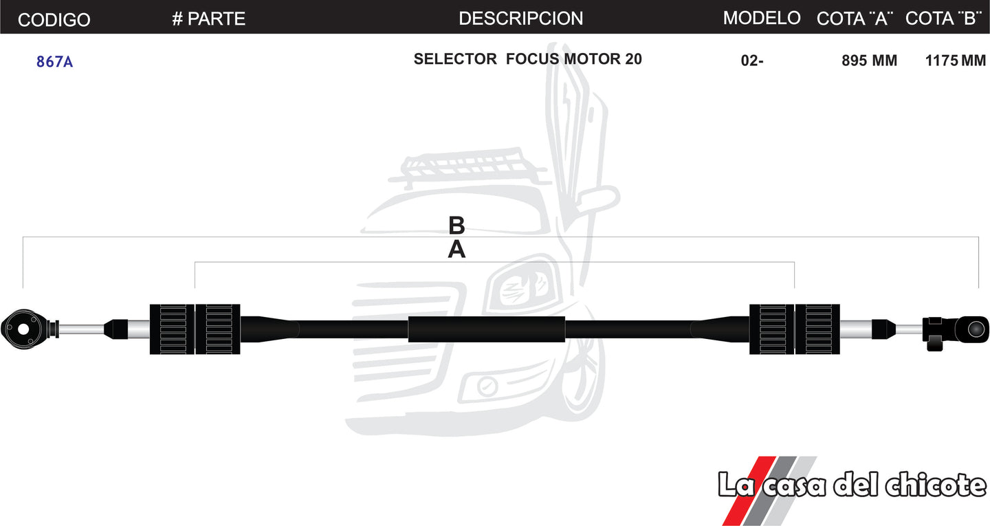 Chicote Selector de Velocidades Focus 2.0L Modelo.2002-