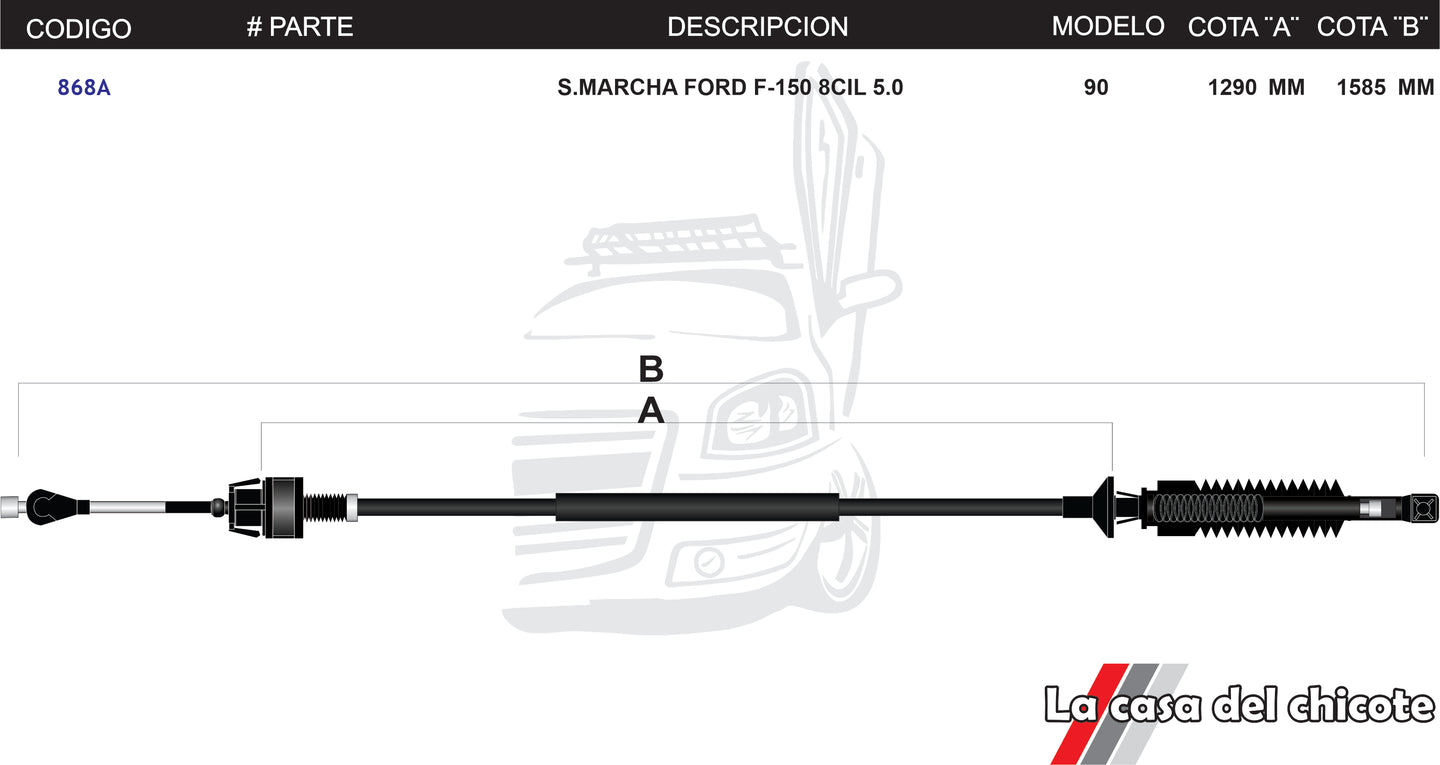 Chicote de Sobre Marcha Ford F-150 5.0L 8cil. Modelo.1990-