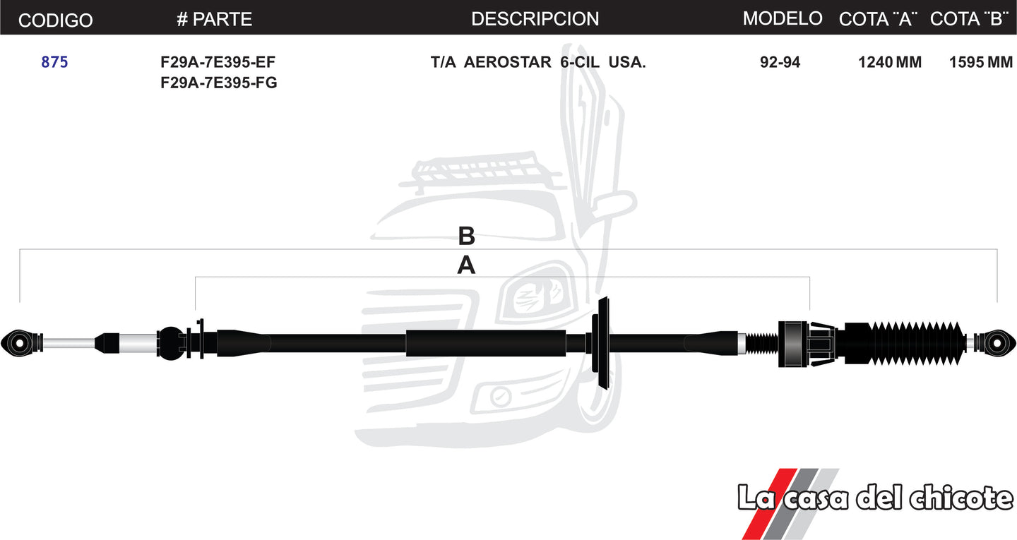 Chicote Selector de Velocidades T/A Aerostar USA 6cil. Mod.92-94