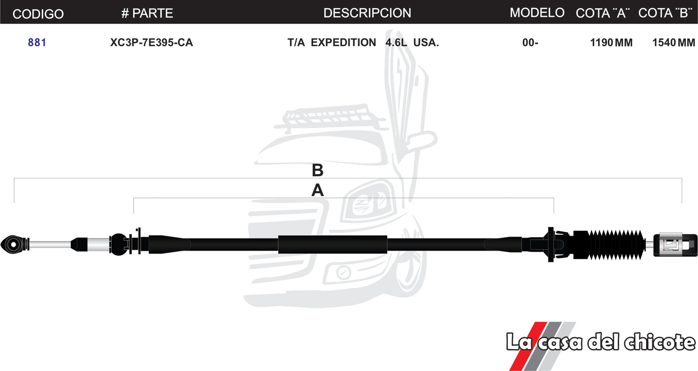 Chicote Selector de Velocidades T/A Expedition 4.6L USA Modelo.2000-