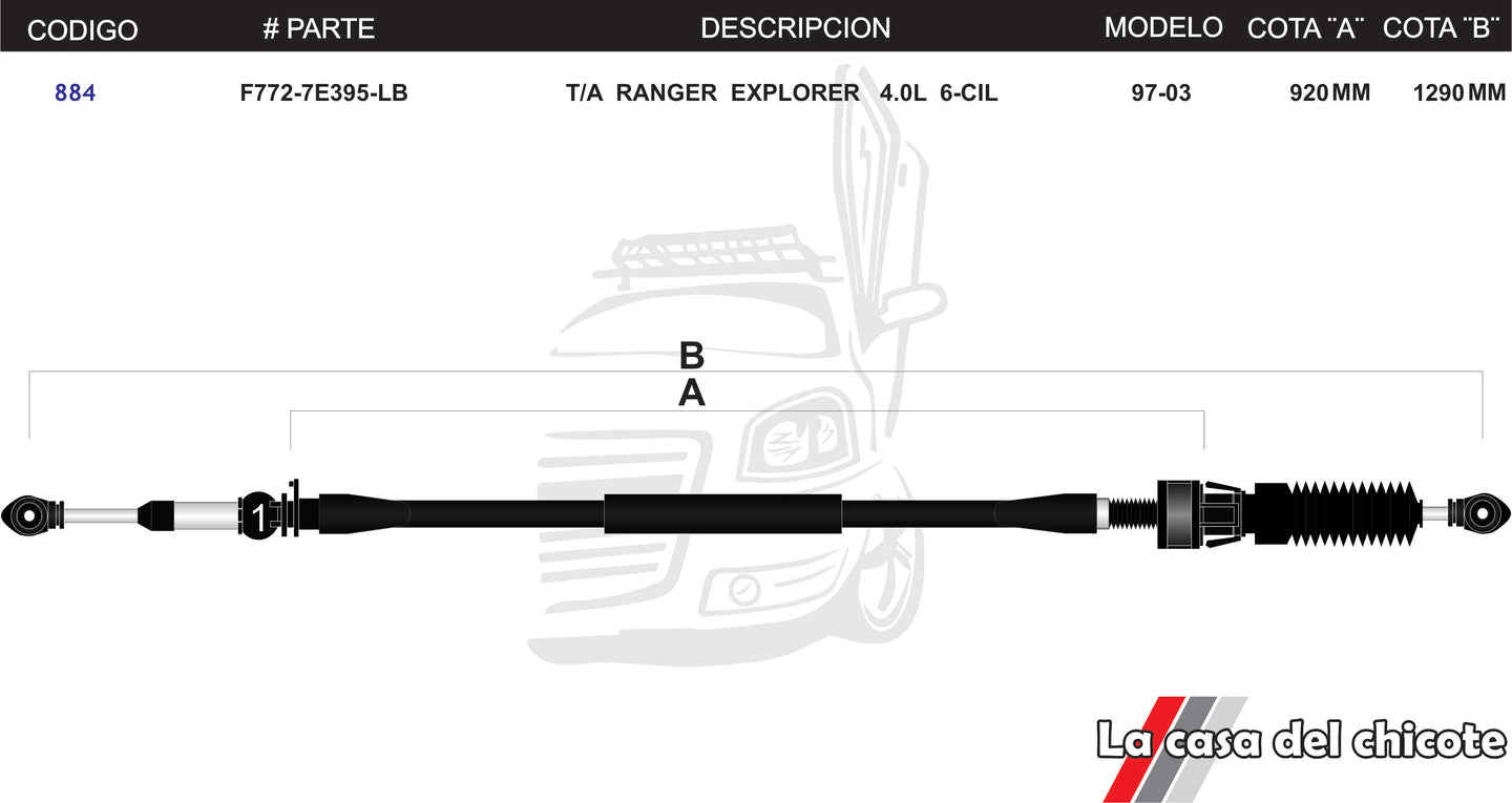 Chicote Selector de velocidades T/A Ranger Explorer 4.0L Modelo.93-07