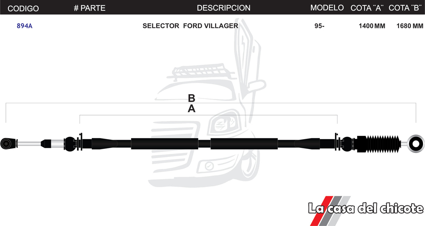 Chicote Selector de Velocidades Ford Villager Modelo.95-