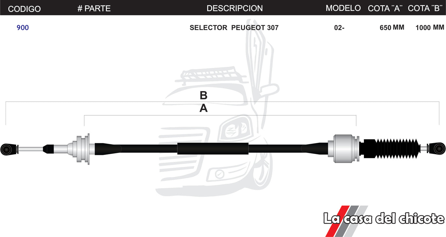 Chicote Selector De Velocidades Peugeot 307 Modelo 2002-