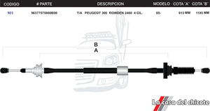 Chicote Selector De Velocidades Peugeot 306 Rowden 2400 Modelo 2005-