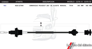 Chicote De Clutch ( Embrague) Peugeot 206 Ajuste Manual 1.6L Modelo.79-84