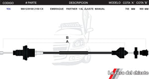 Chicote de Clutch (Embrague) Partner 1.6L Ajuste Manual