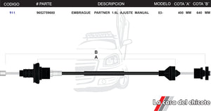 Chicote de Clutch (Embrague) Parnert 1.6L Ajuste Manual Modelo.2003-