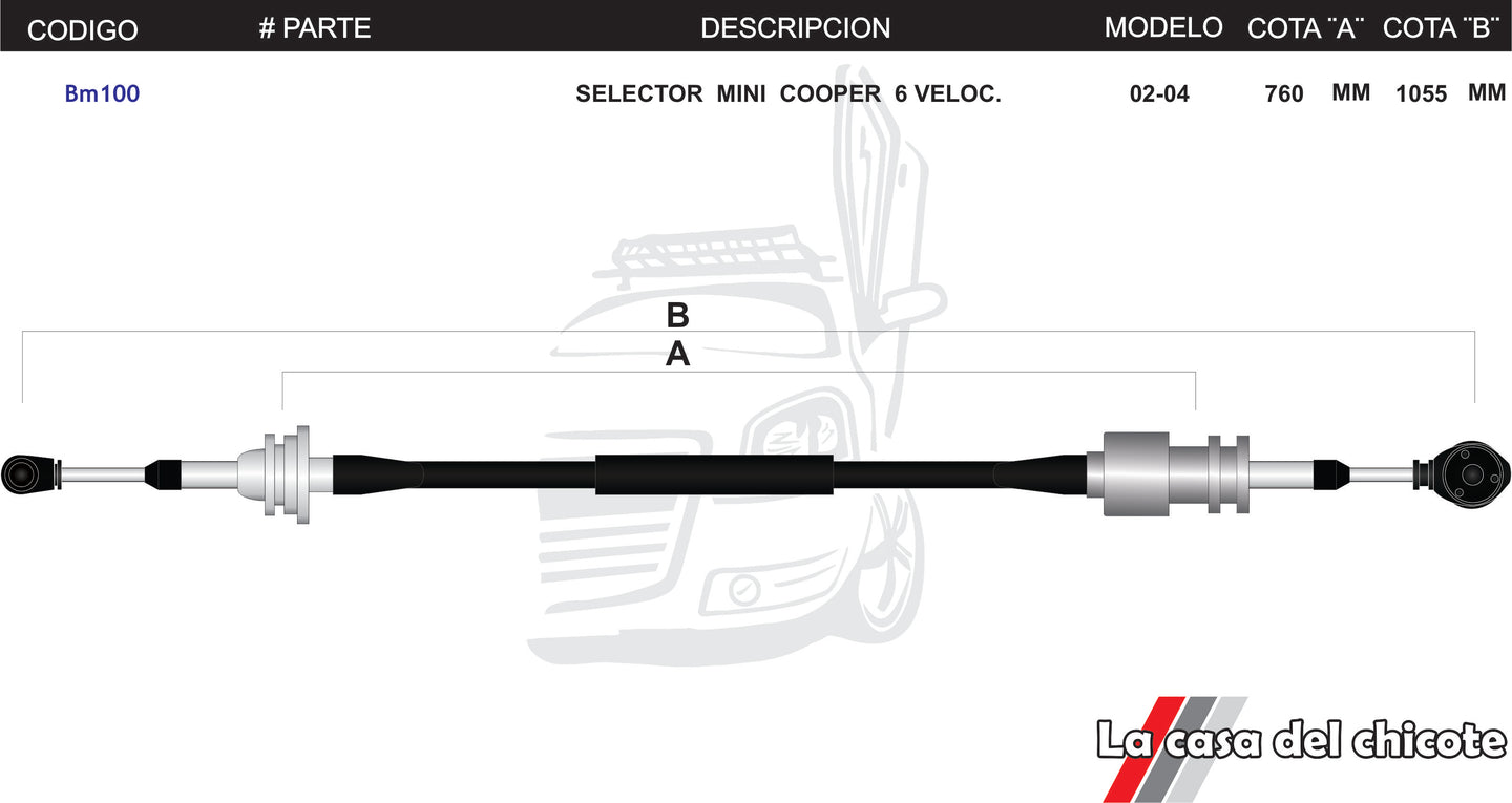 Juego Chicote Selector De Velocidades Mini Cooper Modelo 2002-2004