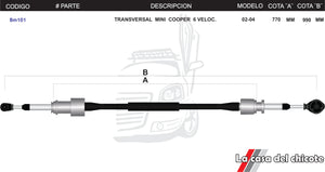 Juego Chicote Selector De Velocidades Mini Cooper Modelo 2002-2004