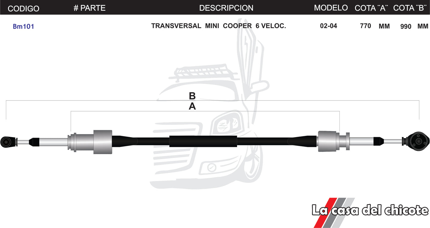 Chicote Transversal Mini Cooper Modelo 2002-2004