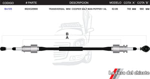 Chicote Transversal Mini Cooper Salt Man Pepper 1.6L Modelo.02-06