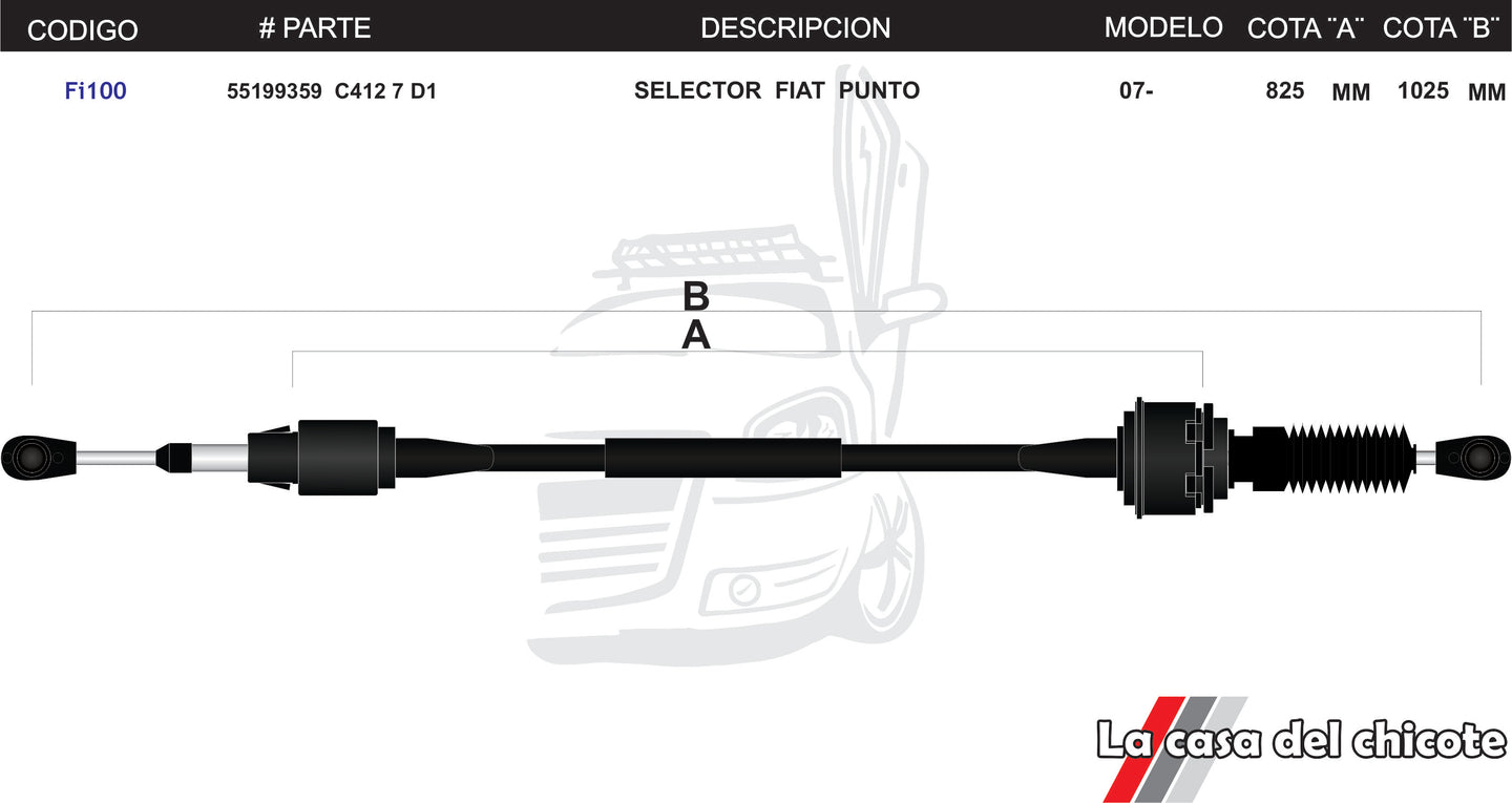 Chicote Selector De Velocidades Fiat Punto Modelo.07-