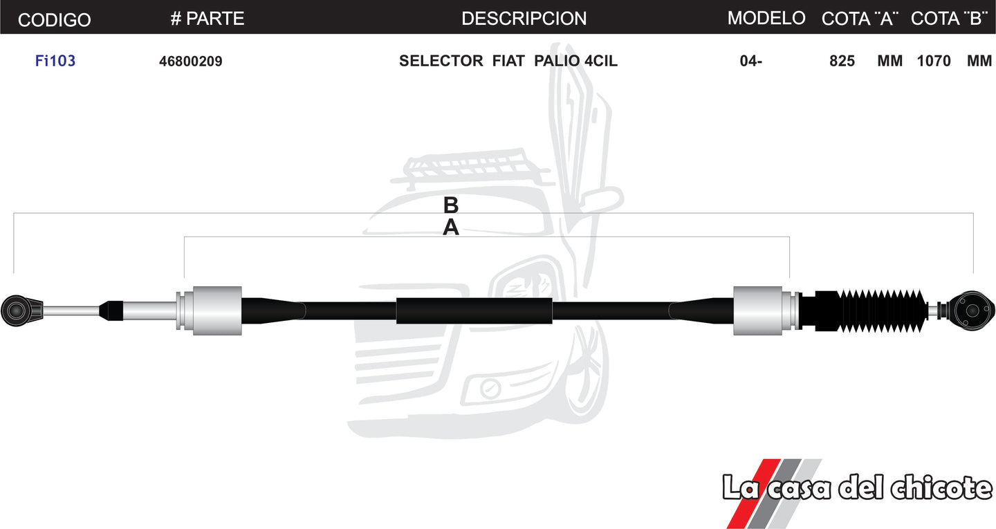 Chicote Selector de Velocidades Fiat Palio 4cil. Modelo.2004-