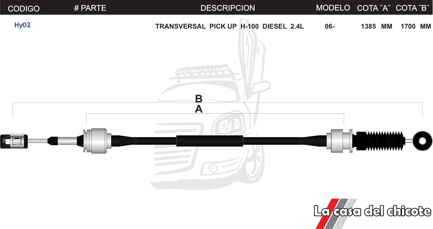 Chicote Transversal Pick Up H-100 Diesel Hyundai 2.4L Modelo.06-