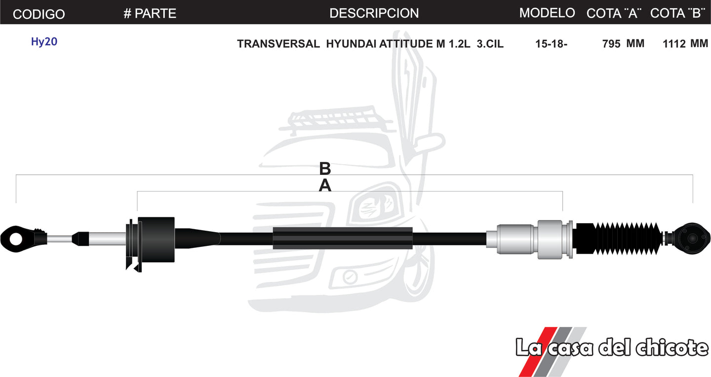 Chicote Transversal Hyundai Attitude 1.2L 3cil. Modelo.15-18