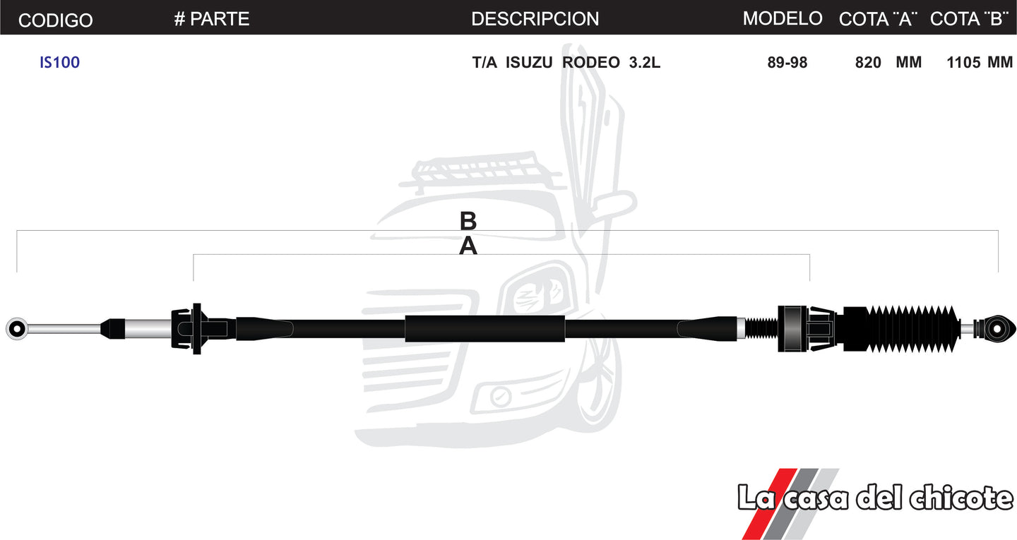 Chicote Selector de Velocidades T/A Isuzu Rodeo 3.2L Modelo.89-98