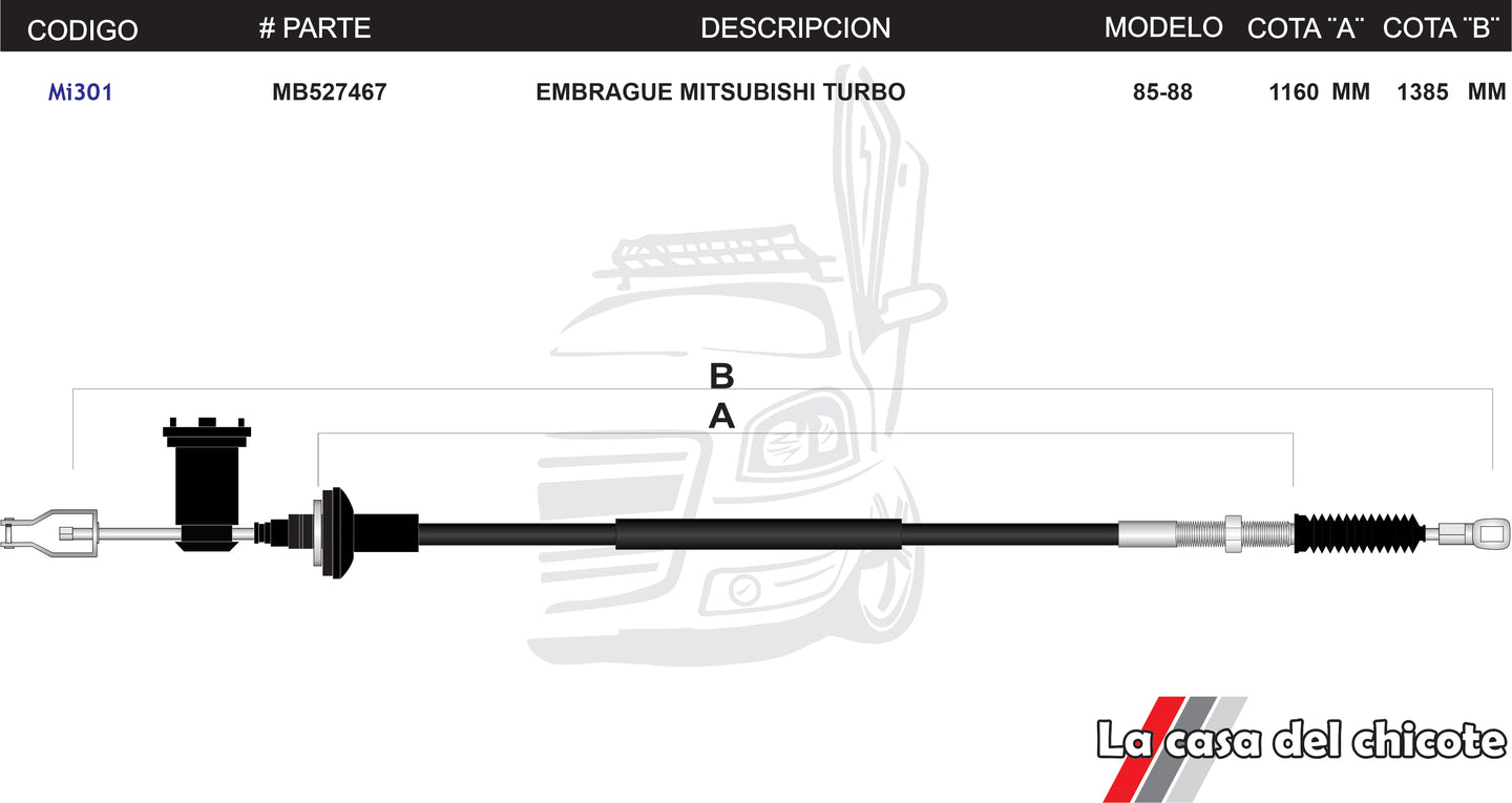 Chicote de Clutch ( Embrague) Mitsubishi Turbo modelo.85-88