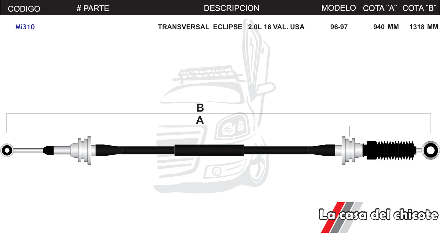 Chicote Transversal Eclipse 2.0L U.S.A Modelo.96-97