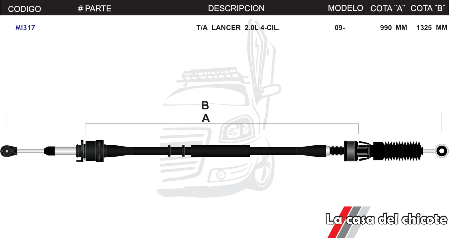 Chicote Selector De Velocidades T/A Lancer 2.0L Modelo.2009-