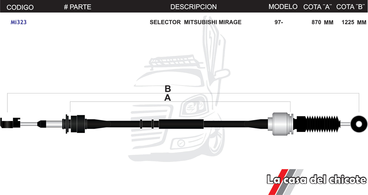 Chicote Selector de Velocidades Mitsubishi Mirage Modelo.97-