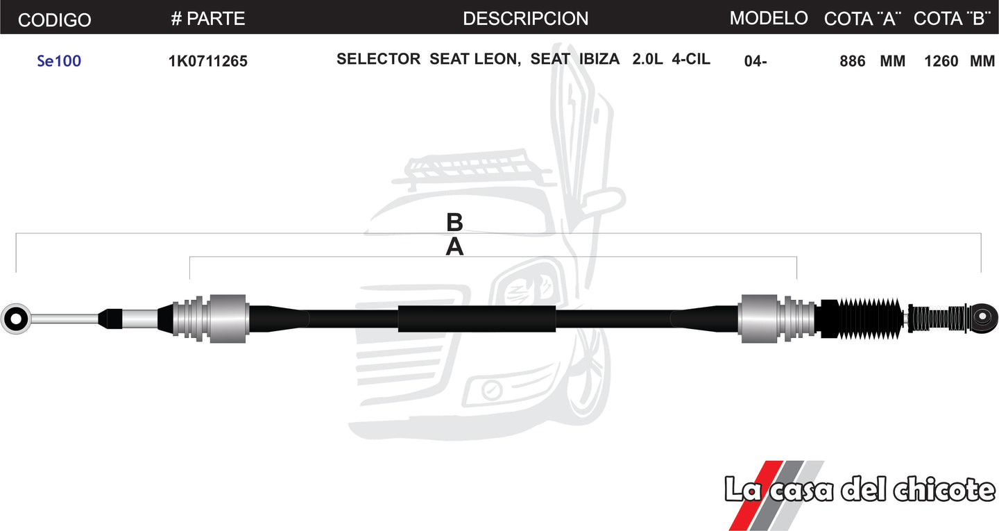 Chicote Selector de Velocidades Seat Leon Ibiza 2.0L Modelo.2004-