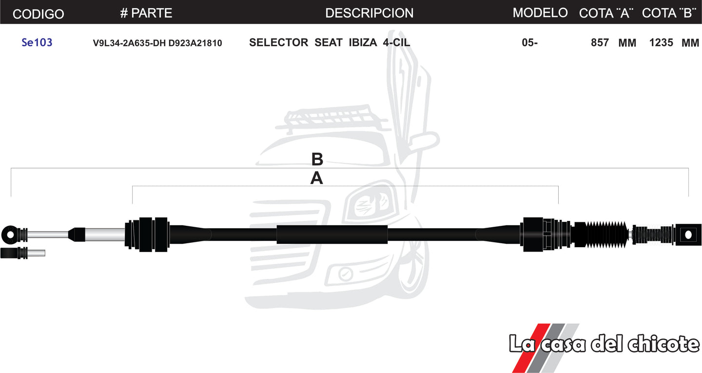 Chicote Selector de Velocidades Seat Ibiza 4cil. Modelo.2005-