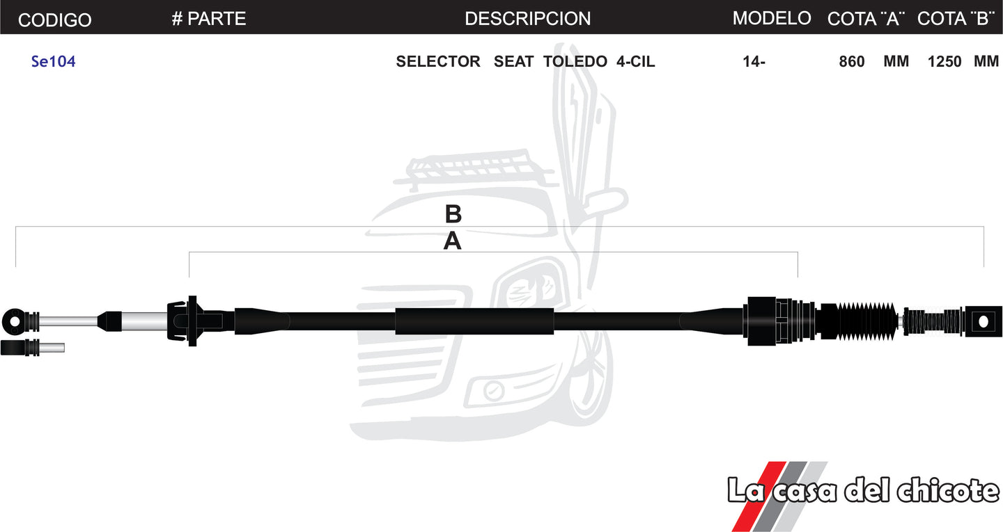 Chicote Selector de Velocidades T/A Seat Toledo 4cil. M odelo.2014-