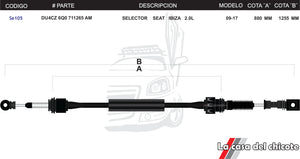 Chicote Selector de Velocidades Seat Ibiza 2.0L Modelo.09-17